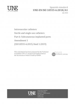 Intravaskuläre Katheter – Sterile und Einwegkatheter – Teil 6: Subkutan implantierte Ports – Änderung 1 (ISO 10555-6:2015/Amd 1:2019)