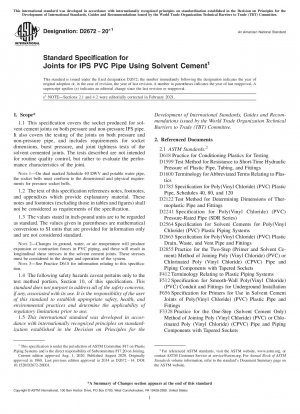 Standardspezifikation für Verbindungen für IPS-PVC-Rohre mit Lösungsmittelzement