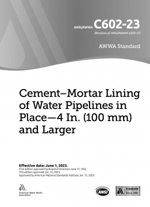 Zementmörtel-Auskleidung von Wasserleitungen vor Ort – 4 Zoll. (100 mm) und größer