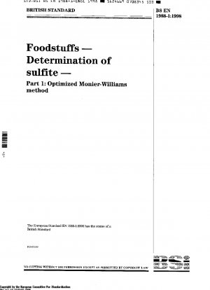 Lebensmittel - Bestimmung von Sulfit - Optimierte Monier-Williams-Methode