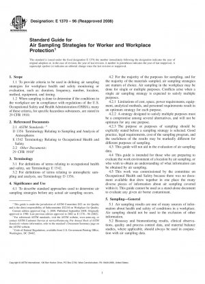 Standardhandbuch für Luftprobenahmestrategien zum Schutz von Arbeitnehmern und am Arbeitsplatz