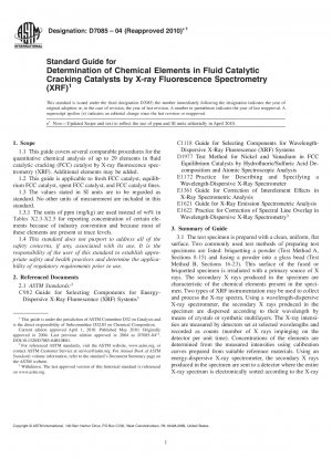 Standardhandbuch zur Bestimmung chemischer Elemente in Katalysatoren für das katalytische Cracken mittels Röntgenfluoreszenzspektrometrie (RFA)