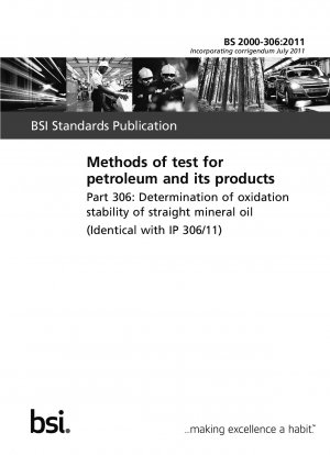 Prüfmethoden für Erdöl und seine Produkte. Bestimmung der Oxidationsstabilität von reinem Mineralöl