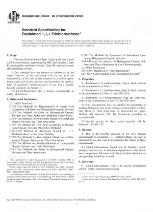 Standardspezifikation für wiedergewonnenes 1,1,1-Trichlorethan
