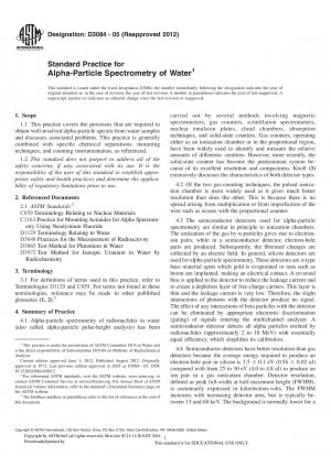 Standardpraxis für die Alphateilchenspektrometrie von Wasser