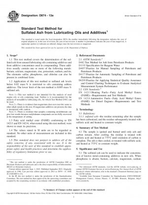 Standardtestmethode für Sulfatasche aus Schmierölen und Additiven