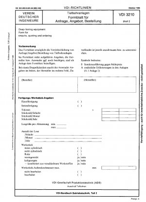 Tiefbohrgeräte; Formular für Anfrage, Angebot und Bestellung