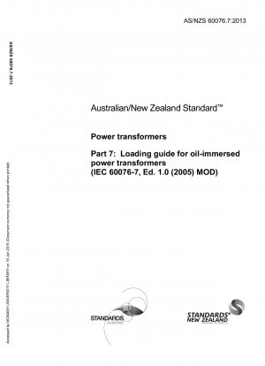 LeistungstransformatorenRichtlinien für die Belastung von Öltransformatoren (IEC 60076-7 Ed. 1.0 (2005) MOD)