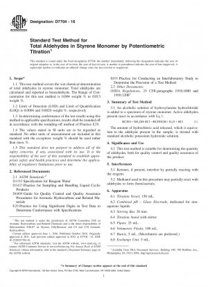 Standardtestmethode für Gesamtaldehyde in Styrolmonomer durch potentiometrische Titration