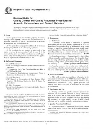 Standardhandbuch für Qualitätskontroll- und Qualitätssicherungsverfahren für aromatische Kohlenwasserstoffe und verwandte Materialien