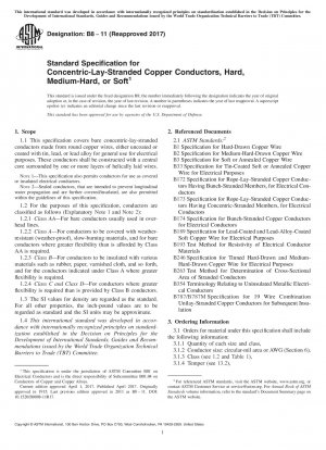 Standardspezifikation für konzentrisch gelegte Kupferleiter, hart, mittelhart oder weich