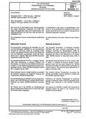 Luft- und Raumfahrt - Bolzen und Stifte - Materialien (AECMA Technical Report TR 3775:1999)