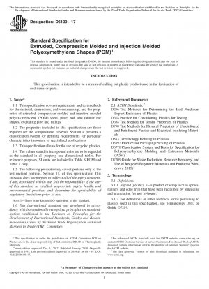Standardspezifikation für extrudierte, formgepresste und spritzgegossene Polyoxymethylen-Formteile (POM)