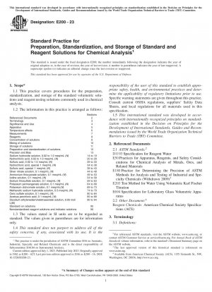 Standardpraxis für die Vorbereitung, Standardisierung und Lagerung von Standard- und Reagenzlösungen für die chemische Analyse