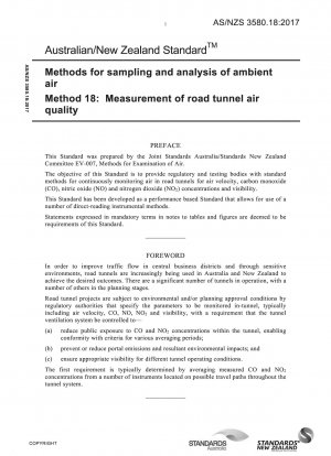Methoden zur Probenahme und Analyse der Umgebungsluft, Methode 18: Messung der Luftqualität in Straßentunneln