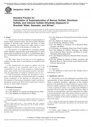 Standardpraxis zur Berechnung der Übersättigung von Bariumsulfat, Strontiumsulfat und Calciumsulfat-Dihydrat (Gips) in Brackwasser, Meerwasser und Salzlaken