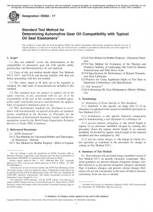 Standardtestmethode zur Bestimmung der Kompatibilität von Kfz-Getriebeölen mit typischen Öldichtungselastomeren