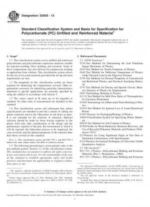 Standardklassifizierungssystem und Grundlage für die Spezifikation für ungefülltes und verstärktes Polycarbonat (PC)-Material
