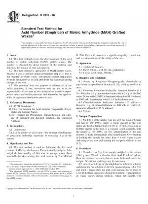 Standardtestmethode für die Säurezahl (empirisch) von mit Maleinsäureanhydrid (MAH) gepfropften Wachsen