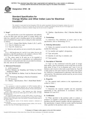 Standardspezifikation für Orangenschellack und andere indische Lacke zur elektrischen Isolierung