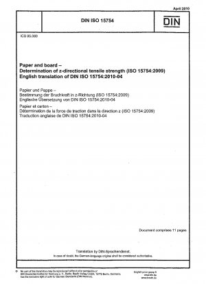 Papier und Karton – Bestimmung der Zugfestigkeit in Z-Richtung (ISO 15754:2009)