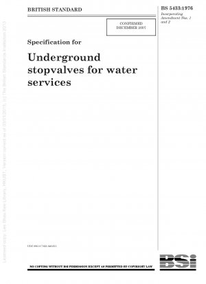 Spezifikation für unterirdische Absperrventile für die Wasserversorgung