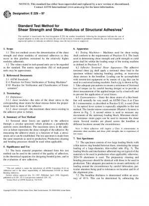 Standardtestverfahren für Scherfestigkeit und Schermodul von Strukturklebstoffen (zurückgezogen 2003)