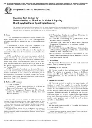 Standardtestmethode zur Bestimmung von Titan in Nickellegierungen mittels Diantipyrylmethan-Spektrophotometrie