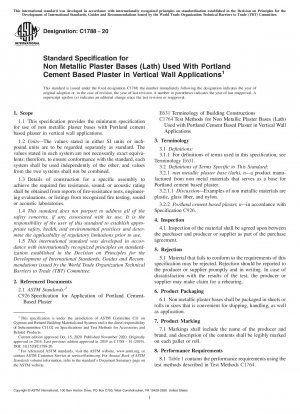 Standardspezifikation für nichtmetallische Putzträger (Latten), die mit Putz auf Portlandzementbasis in vertikalen Wandanwendungen verwendet werden