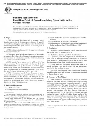 Standardtestmethode für den Frost-/Taupunkt von versiegelten Isolierglaseinheiten in vertikaler Position