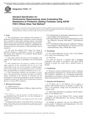 Standardspezifikation für Leistungsanforderungen bei der Bewertung der Rutschfestigkeit von Schutzschuhen (Sicherheitsschuhen) mithilfe der ASTM F2913-Testmethode für den gesamten Schuh