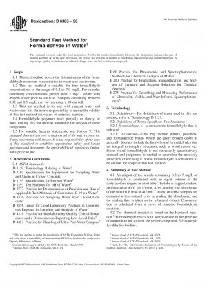 Standardtestmethode für Formaldehyd in Wasser