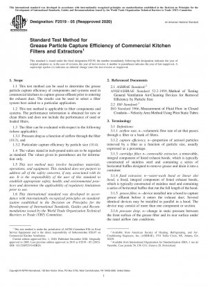 Standardtestmethode für die Effizienz der Fettpartikelaufnahme von gewerblichen Küchenfiltern und -extraktoren