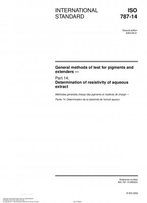Allgemeine Prüfmethoden für Pigmente und Füllstoffe – Teil 14: Bestimmung des spezifischen Widerstands von wässrigem Extrakt