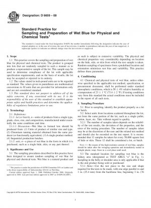 Standardpraxis für die Probenahme und Vorbereitung von Wet Blue für physikalische und chemische Tests