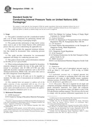 Standardhandbuch für die Durchführung von Innendrucktests an Verpackungen der Vereinten Nationen (UN).