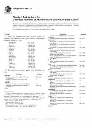 Standardtestmethoden für die chemische Analyse von Aluminium und Aluminiumbasislegierungen