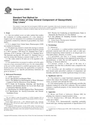 Standardtestmethode für den Quellindex der Tonmineralkomponente geosynthetischer Tonauskleidungen