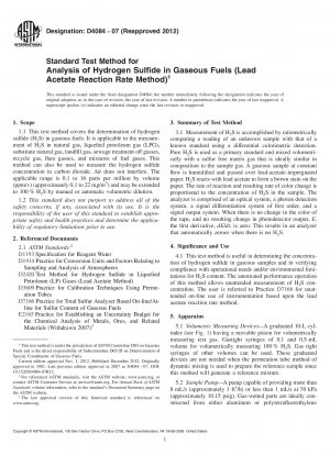 Standardtestmethode zur Analyse von Schwefelwasserstoff in gasförmigen Kraftstoffen (Bleiacetat-Reaktionsgeschwindigkeitsmethode)