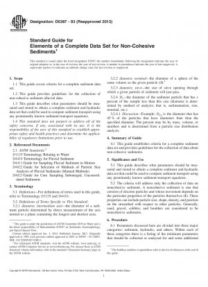 Standardhandbuch für Elemente eines vollständigen Datensatzes für nicht kohäsive Sedimente