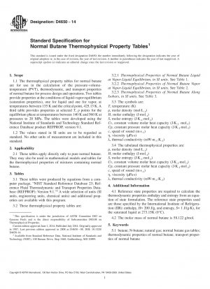 Standardspezifikation für thermophysikalische Eigenschaftstabellen von normalem Butan