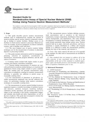 Standardhandbuch für die zerstörungsfreie Untersuchung des Überfalls von speziellem Kernmaterial (SNM) unter Verwendung passiver Neutronenmessmethoden