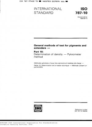 Allgemeine Prüfmethoden für Pigmente und Füllstoffe; Teil 10: Bestimmung der Dichte; Pyknometer-Methode