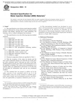 Standardspezifikation für Metallspritzgussmaterialien (MIM).