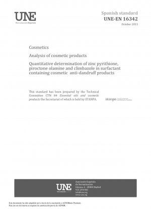 Kosmetika - Analyse kosmetischer Produkte - Quantitative Bestimmung von Zinkpyrithion, Piroctonolamin und Climbazol in tensidhaltigen kosmetischen Antischuppenprodukten