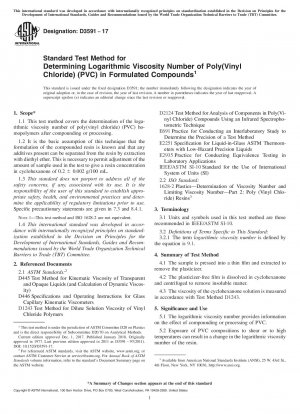 Standardtestmethode zur Bestimmung der logarithmischen Viskositätszahl von Poly(vinylchlorid) (PVC) in formulierten Verbindungen