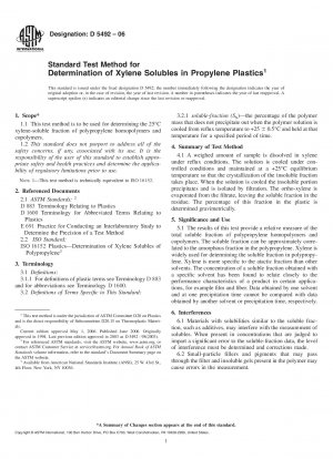 Standardtestmethode zur Bestimmung von Xylollöslichkeiten in Propylenkunststoffen