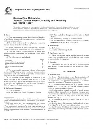 Standardtestmethoden für Staubsaugerschläuche – Haltbarkeit und Zuverlässigkeit (Vollkunststoffschlauch)
