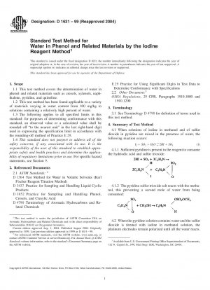 Standardtestmethode für Wasser in Phenol und verwandten Materialien nach der Jodreagenzmethode