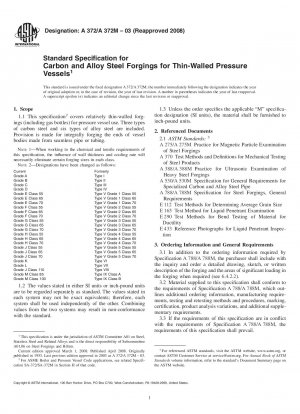 Standardspezifikation für Schmiedeteile aus Kohlenstoff- und legiertem Stahl für dünnwandige Druckbehälter